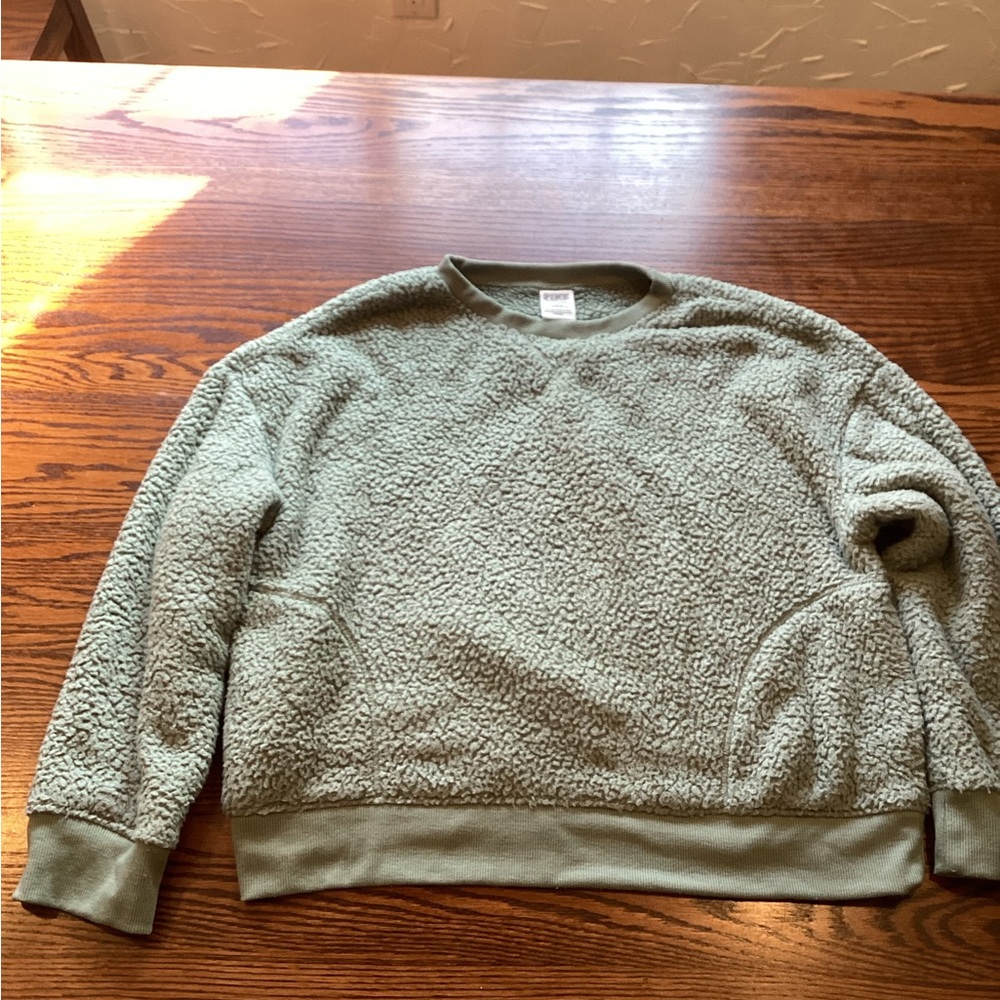 PINK Victoria's Secret Grey Sherpa Sweatshirt